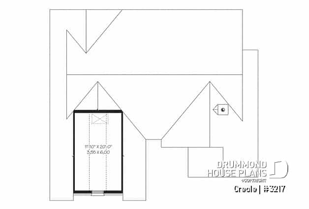 Bonus storage - 2 bedroom bungalow house plan with 2-car garage, cathedral ceiling & breafast nook - Creole