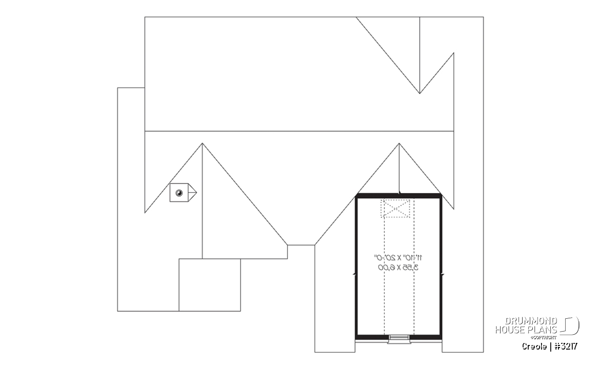 Bonus storage - 2 bedroom bungalow house plan with 2-car garage, cathedral ceiling &amp; breafast nook - Creole