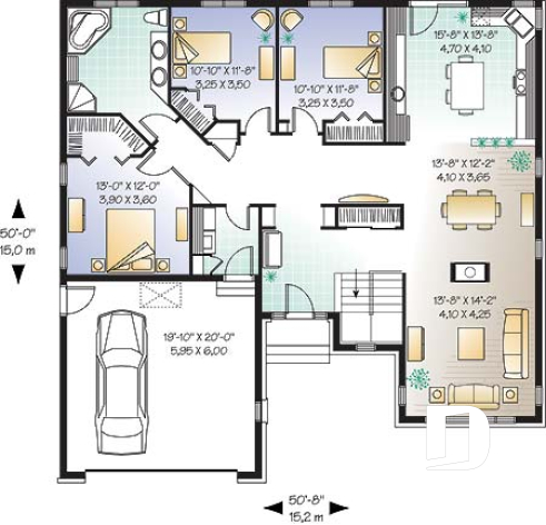 1st level - 3 bedroom rustic bungalow, storage area above the garage, vast kitchen - Creole 2