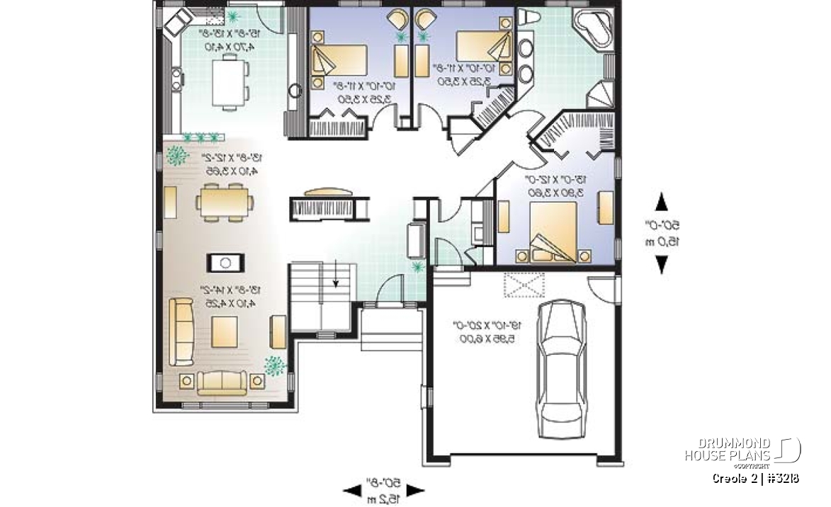 1st level - 3 bedroom rustic bungalow, storage area above the garage, vast kitchen - Creole 2