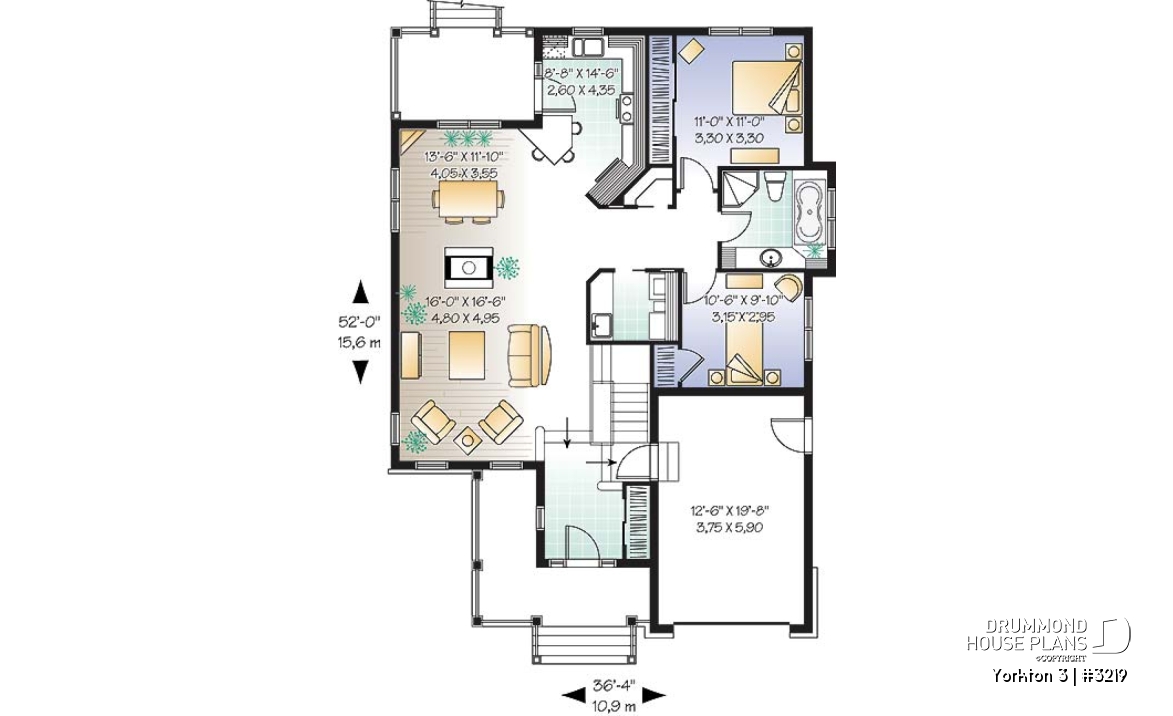1st level - Cape Cod style ranch house plan with garage – timeless design and modern comfort. - Yorkton 3