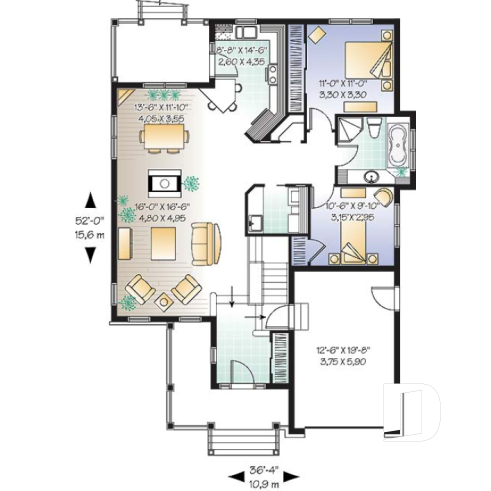 1st level - Cape Cod style ranch house plan with garage – timeless design and modern comfort. - Yorkton 3