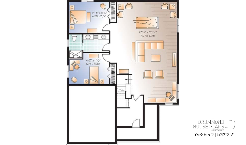 Basement - Ideal floor plans for larger family, one-storey home with finished daylight basement, garage + storage - Yorkton 2