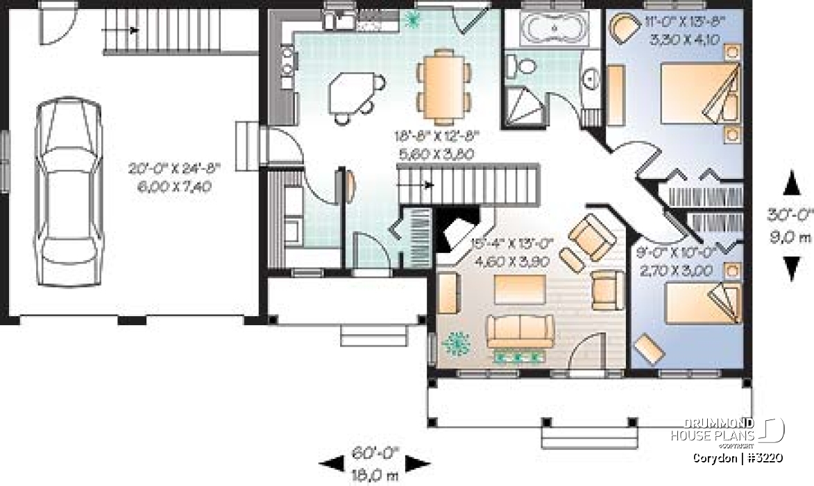 1st level - Affordable Craftsman home with unfinished basement, and 2-car garage - Corydon