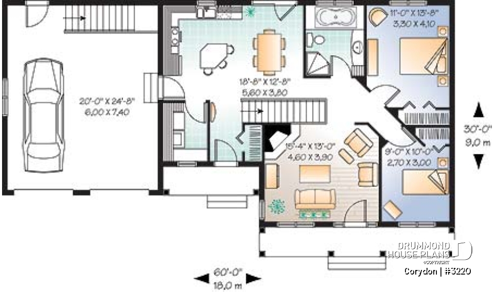 1st level - Affordable Craftsman home with unfinished basement, and 2-car garage - Corydon