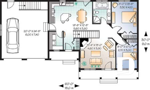 1st level - Affordable Craftsman home with unfinished basement, and 2-car garage - Corydon