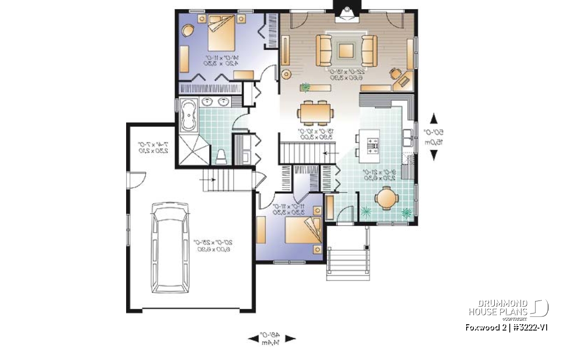 1st level - Affordable Modern Craftsman Bungalow, kitchen with breakfast area, large family room with fireplace  - Foxwood 2