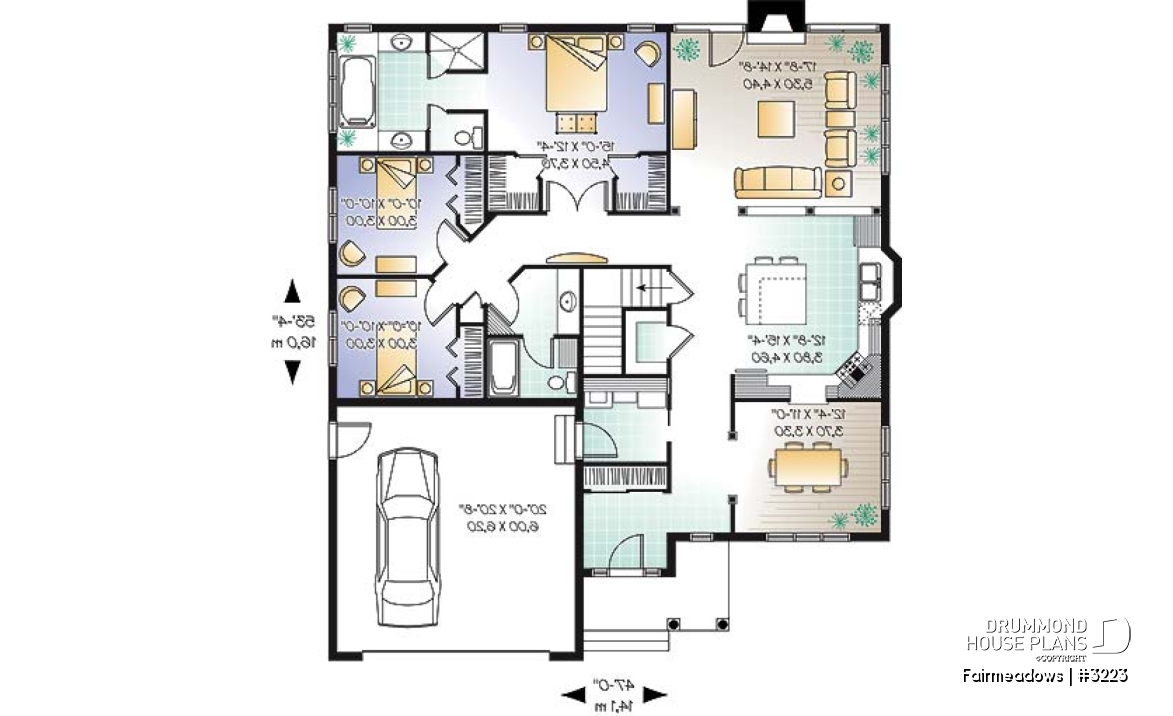 1st level - Ranch house plan with a 2-car garage, master suite, 3 bedrooms, 2 bathrooms, formal dining - Fairmeadows
