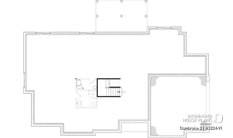 Unfinished basement - Bright Bungalow House Plan with Double Garage, Cathedral Ceiling and Up to 6 Bedrooms - Dambroise 2