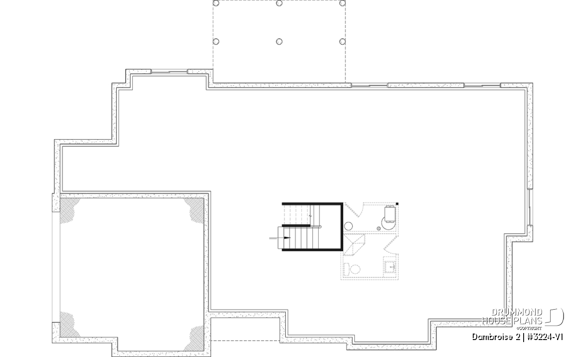 Unfinished basement - Bright Bungalow House Plan with Double Garage, Cathedral Ceiling and Up to 6 Bedrooms - Dambroise 2