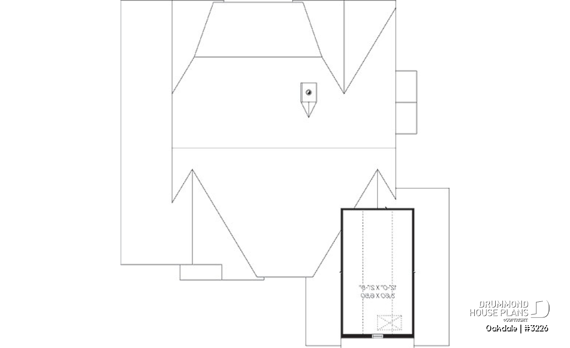 Bonus storage - 3 bedroom Ranch house plan with two-car garage, master suite, total 3 bedrooms 2 baths, fireplace - Oakdale
