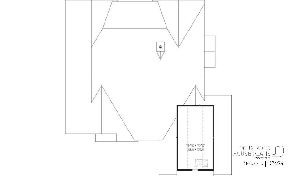 Bonus storage - 3 bedroom Ranch house plan with two-car garage, master suite, total 3 bedrooms 2 baths, fireplace - Oakdale