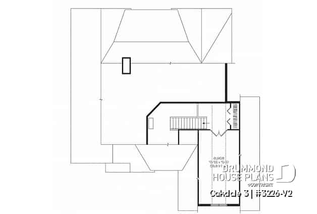 Bonus space - U shape Ranch house plan, 2-car garage, master suite, large kitchen with island, high ceiling, bonus room - Oakdale 3