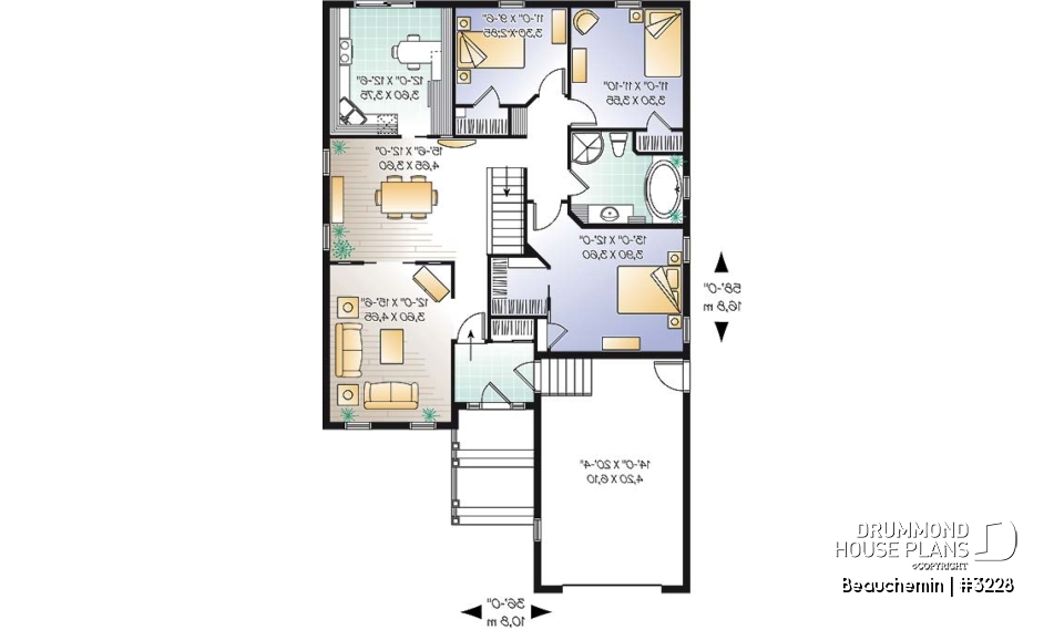 1st level - Traditional bungalow with 3 bedrooms on same level, 1-car garage, ideal for narrow lot - Beauchemin