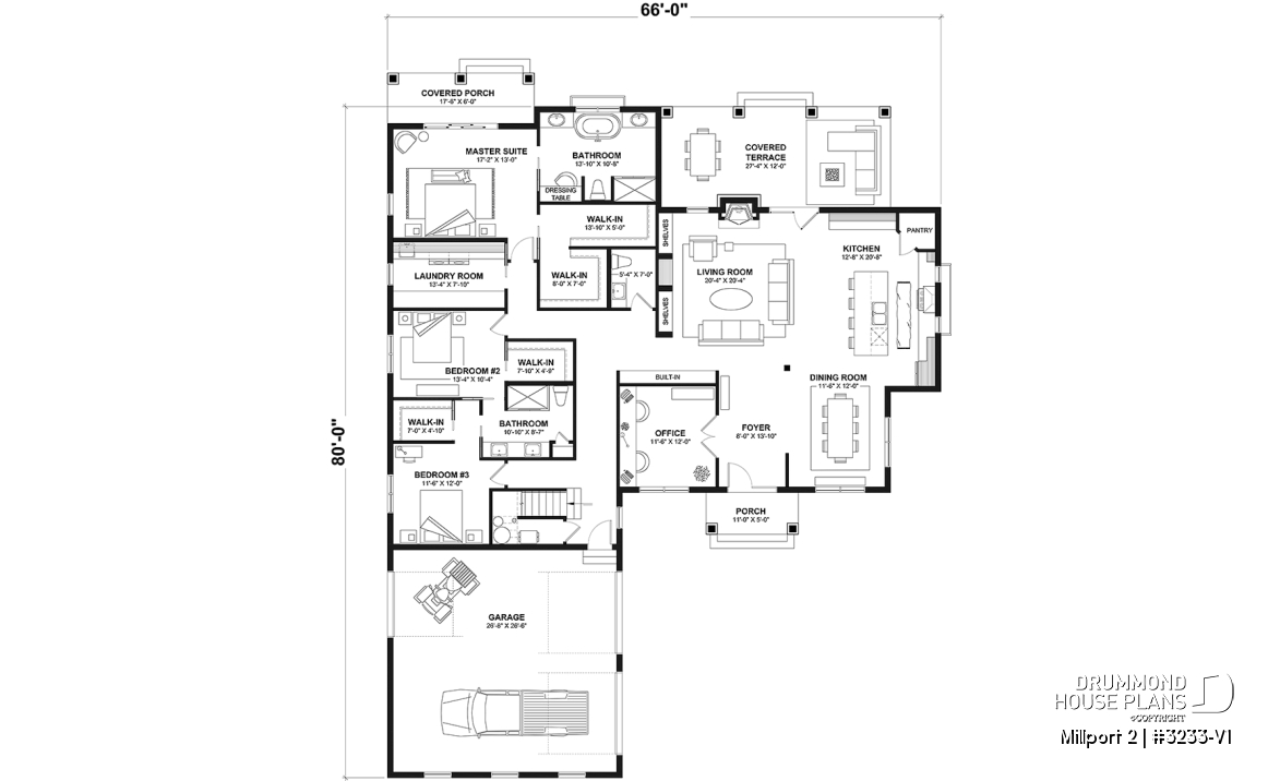 1st level - 3 to 4 bedroom country ranch, garage, master suite with private terrace, huge covered balcony, 2 family rooms - Millport 2