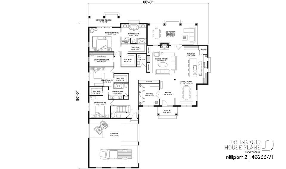 1st level - 3 to 4 bedroom country ranch, garage, master suite with private terrace, huge covered balcony, 2 family rooms - Millport 2