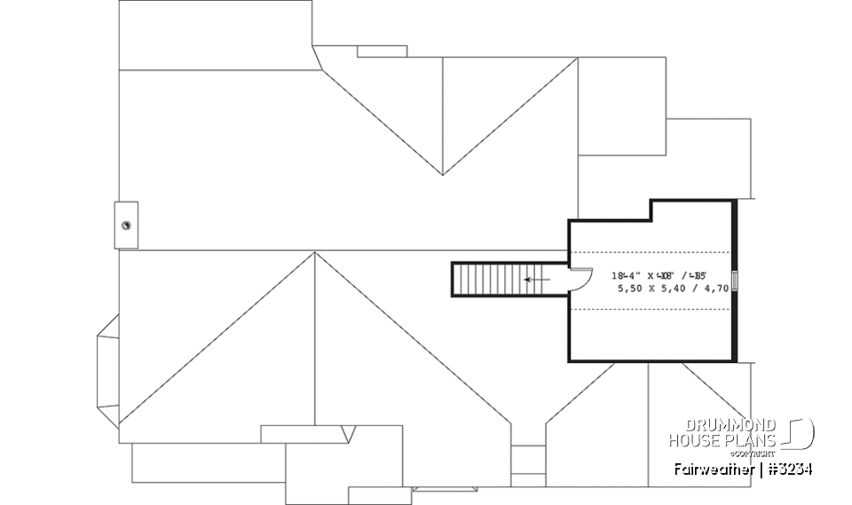Bonus space - 3 to 4 bedroom ranch home plan, split bedrooms, large master suite, 2-car side-entry garage, large family room - Fairweather