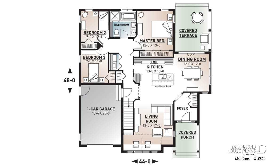 1st level - 3 bedroom transitional style bungalow with cathedral ceiling, covered terrace &amp; garage - Maitland