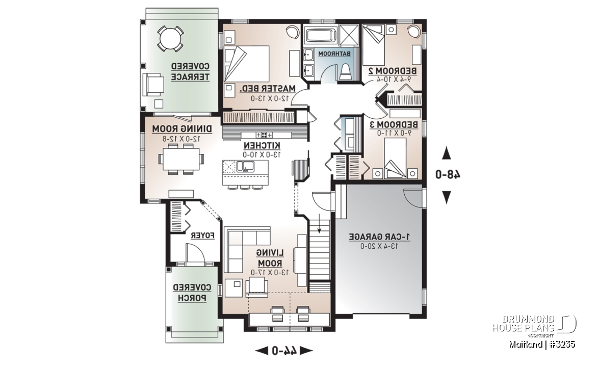 1st level - 3 bedroom transitional style bungalow with cathedral ceiling, covered terrace &amp; garage - Maitland