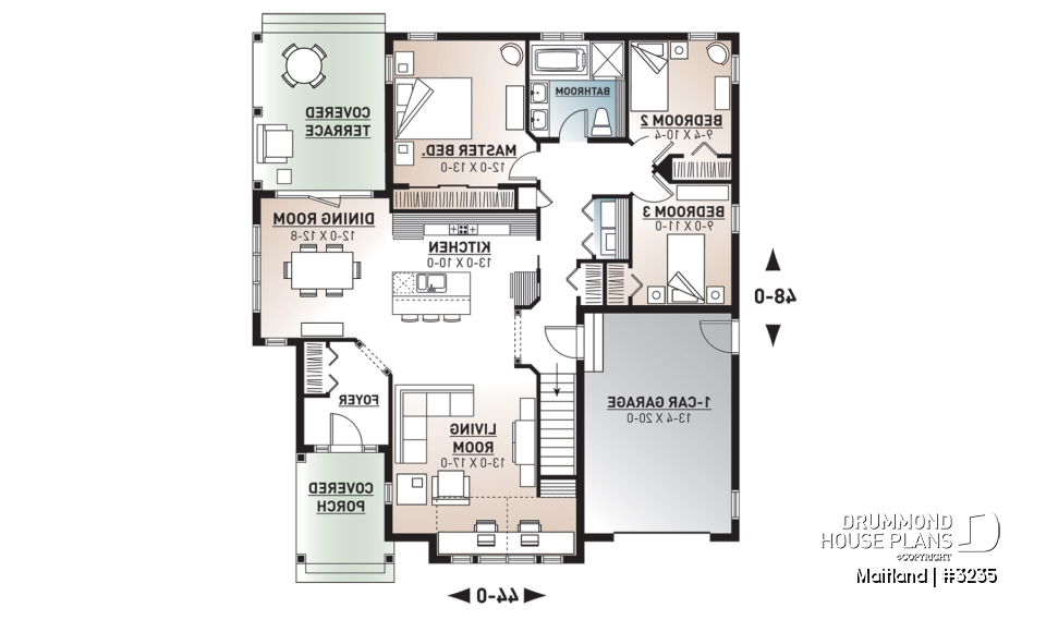 1st level - 3 bedroom transitional style bungalow with cathedral ceiling, covered terrace &amp; garage - Maitland