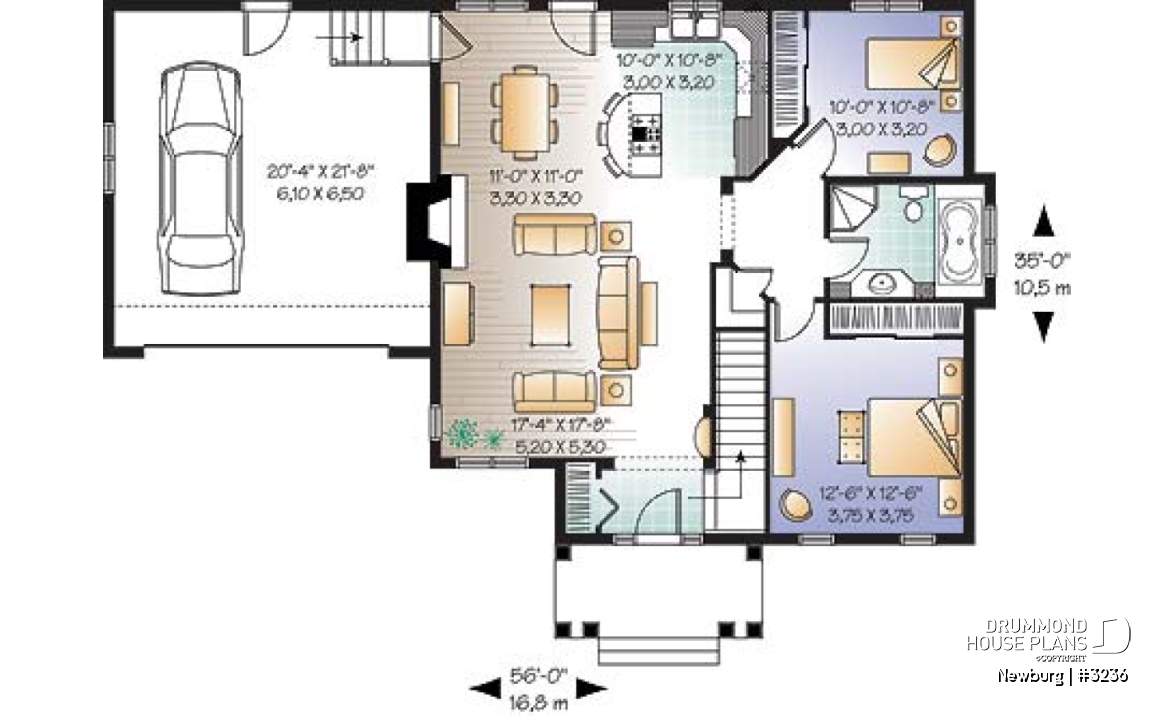 1st level - 2 bedroom open floorplan bungalow with double garage and fireplace - Newburg