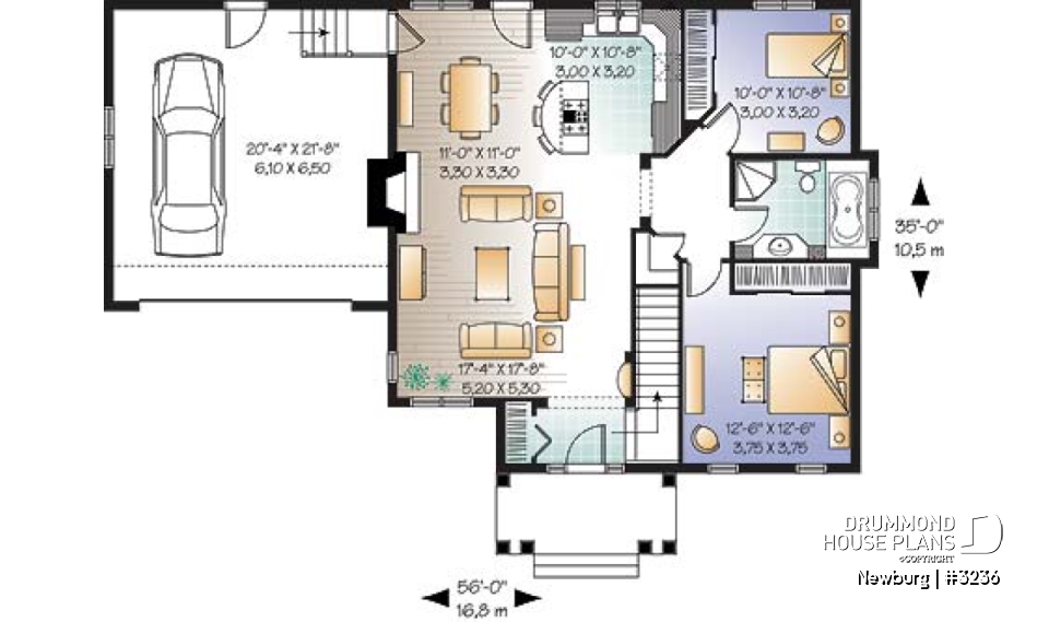 1st level - 2 bedroom open floorplan bungalow with double garage and fireplace - Newburg