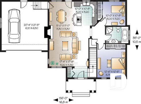 1st level - 2 bedroom open floorplan bungalow with double garage and fireplace - Newburg