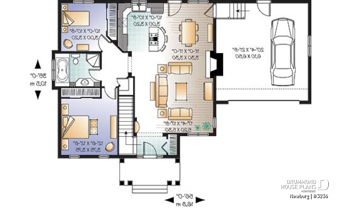 1st level - 2 bedroom open floorplan bungalow with double garage and fireplace - Newburg
