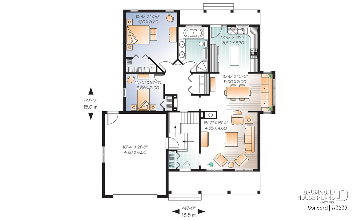 1st level - 2 bedroom bungalow with covered porches front &amp; back and garage - Concord
