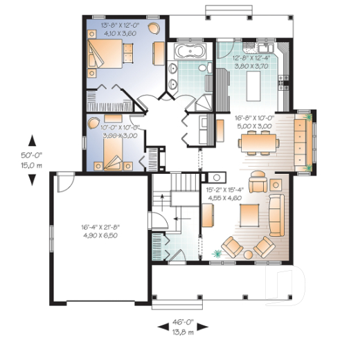 1st level - 2 bedroom bungalow with covered porches front & back and garage - Concord