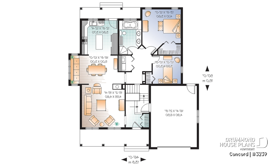 1st level - 2 bedroom bungalow with covered porches front &amp; back and garage - Concord