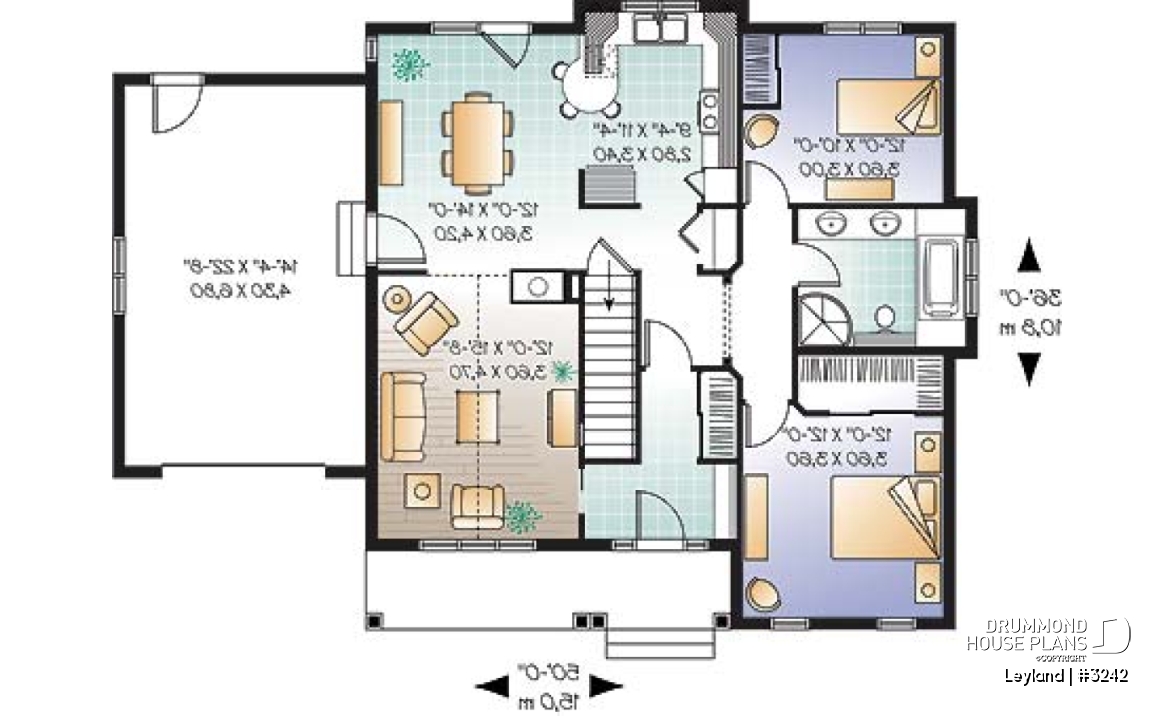 1st level - Traditional style 2 bedroom ranch bungalow with cathedral ceiling, central fireplace and a one-car garage - Leyland
