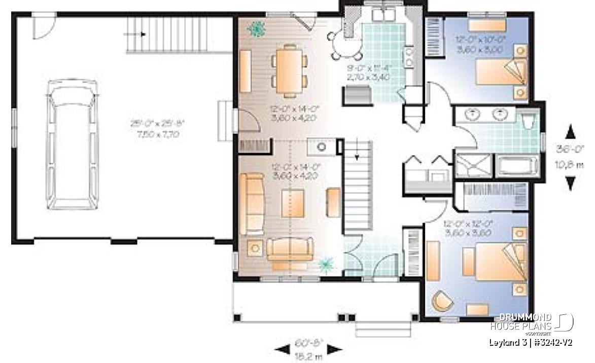 1st level - Single storey country style with 2 sided fireplace and double garage, very functionnal family bathroom - Leyland 3