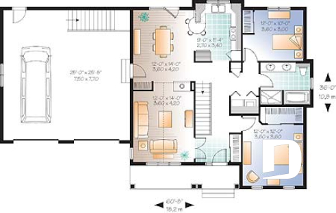 1st level - Single storey country style with 2 sided fireplace and double garage, very functionnal family bathroom - Leyland 3
