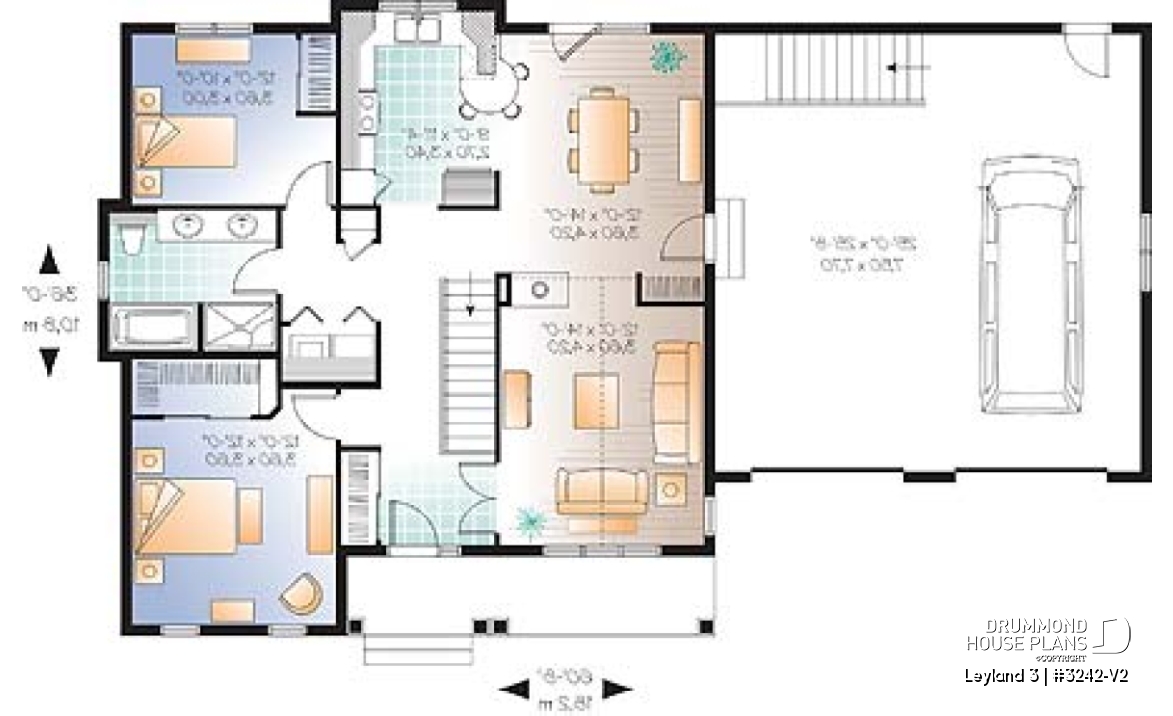 1st level - Single storey country style with 2 sided fireplace and double garage, very functionnal family bathroom - Leyland 3