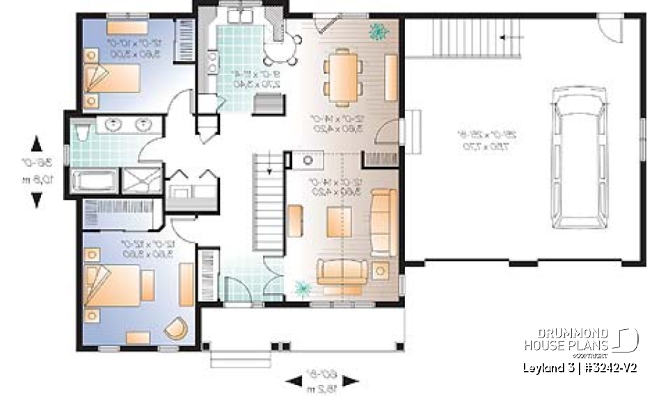 1st level - Single storey country style with 2 sided fireplace and double garage, very functionnal family bathroom - Leyland 3