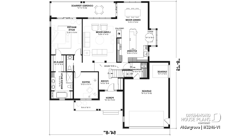 1st level - Modern Craftsman house plan, main floor master suite, perfect lakefront home plan - Aldergrove
