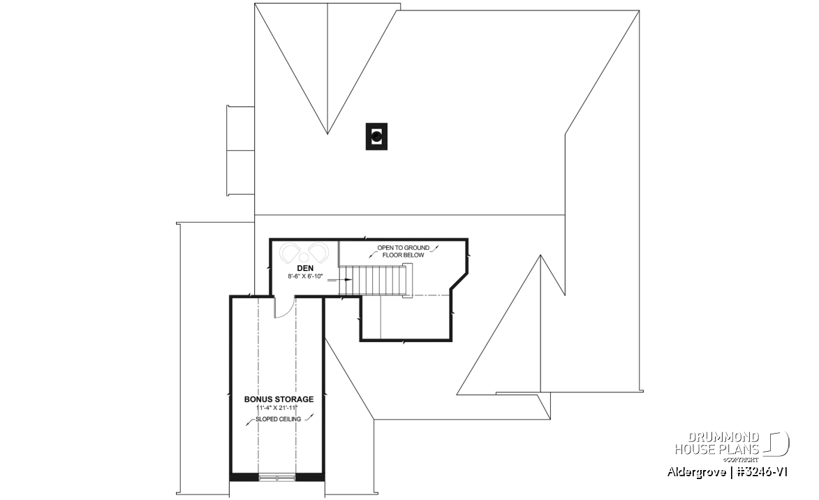 Bonus space - Country ranch house plan with 2-car garage, main floor master suite, perfect lakefront home plan - Aldergrove