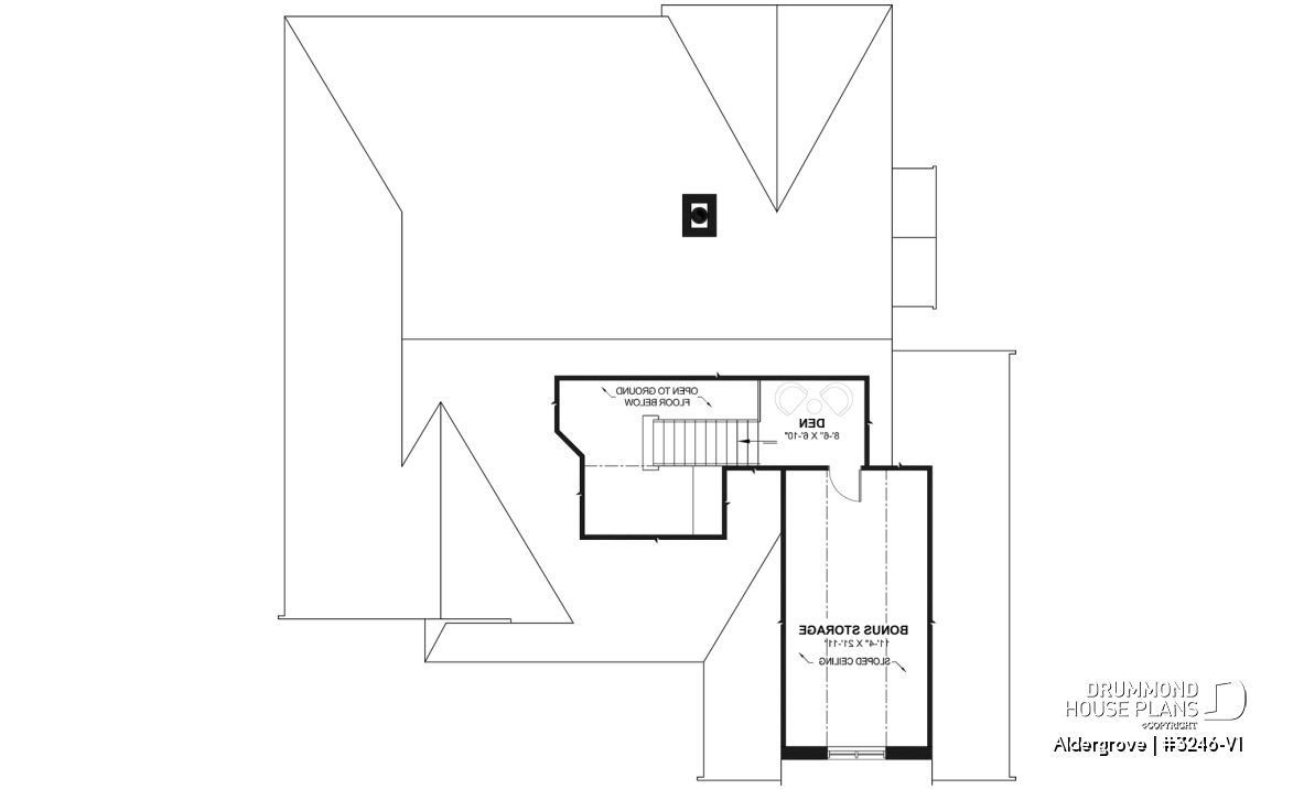 Bonus space - Country ranch house plan with 2-car garage, main floor master suite, perfect lakefront home plan - Aldergrove