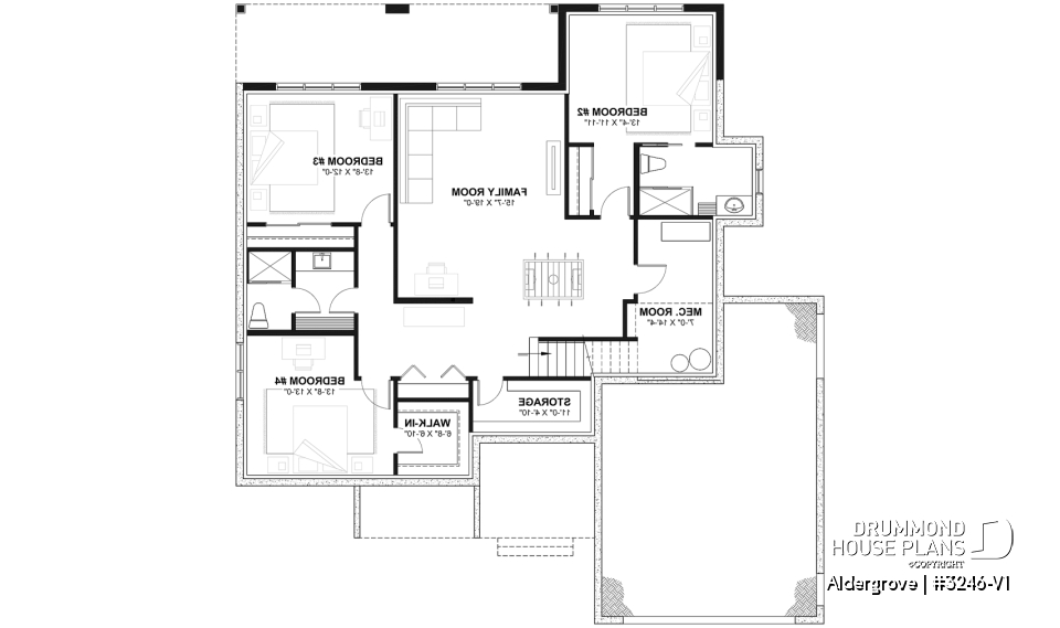 Finished basement (Optional $) - Modern Craftsman house plan, main floor master suite, perfect lakefront home plan - Aldergrove