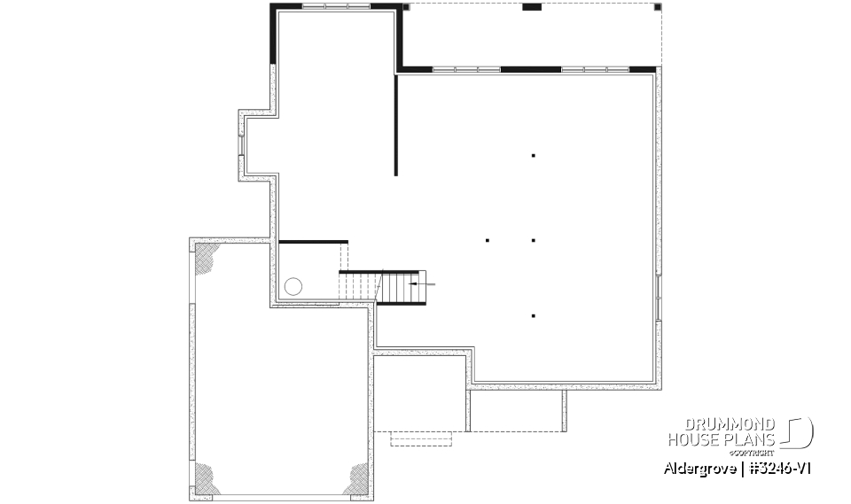 Unfinished basement - Modern Craftsman house plan, main floor master suite, perfect lakefront home plan - Aldergrove