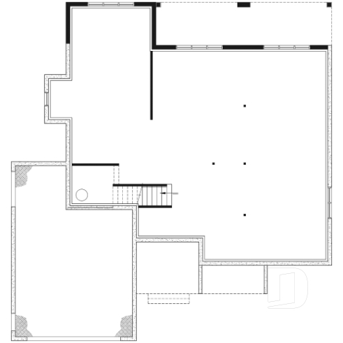 Unfinished basement - Modern Craftsman house plan, main floor master suite, perfect lakefront home plan - Aldergrove