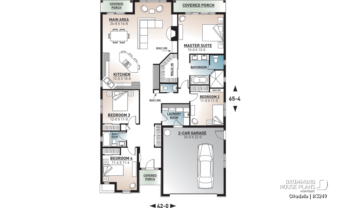 1st level - 4 bedroom, one storey Craftsman with ample storage and laundry area - Citadelle