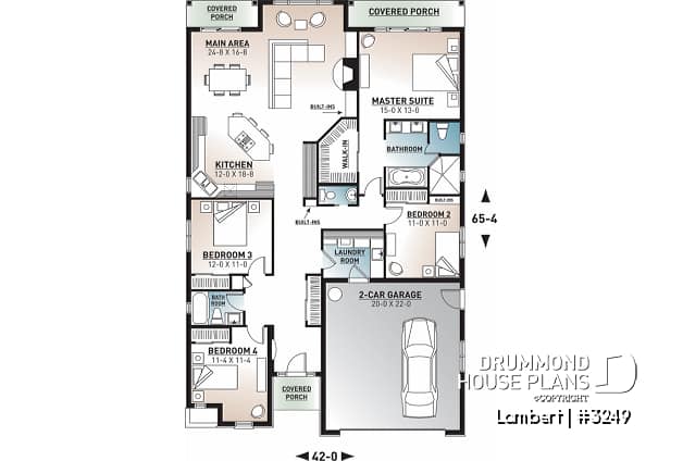 1st level - 4 bedroom, one storey Craftsman with ample storage and laundry area - Lambert