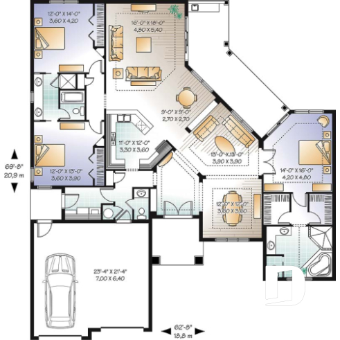 1st level - 3 bedroom mediteranean with high ceilings and a covered terrace - Carla