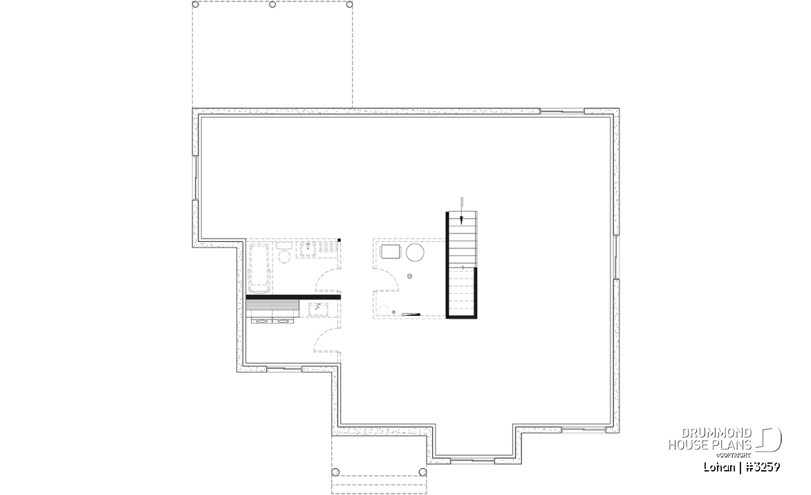 Unfinished basement (Optional $) - Single level house plan with 4 bedrooms, 2 bathrooms, kitchen with small pantry and master suite - Lohan