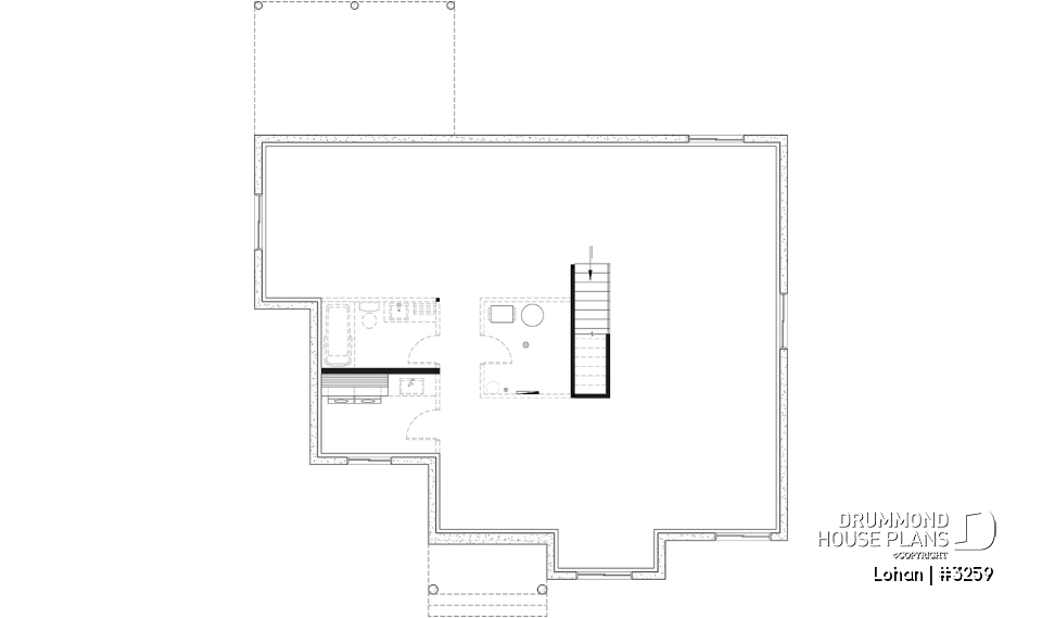 Unfinished basement (Optional $) - Single level house plan with 4 bedrooms, 2 bathrooms, kitchen with small pantry and master suite - Lohan