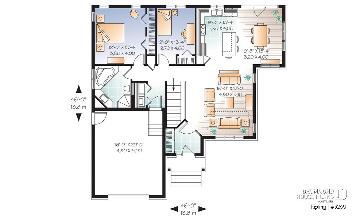 1st level - Bright country-style bungalow with open layout and garage – A cozy and functional home design - Kipling