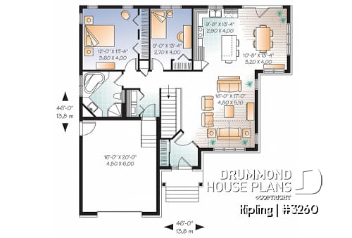 1st level - Craftsman style new bungalow house plan with entrance foyer, lots of natural lights and garage - Kipling