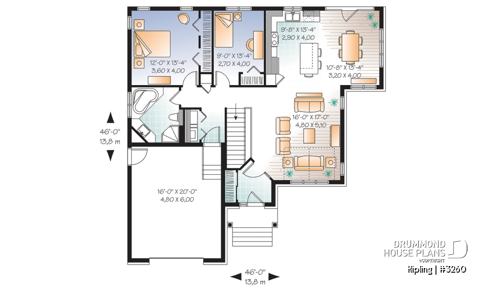 1st level - Bright country-style bungalow with open layout and garage – A cozy and functional home design - Kipling